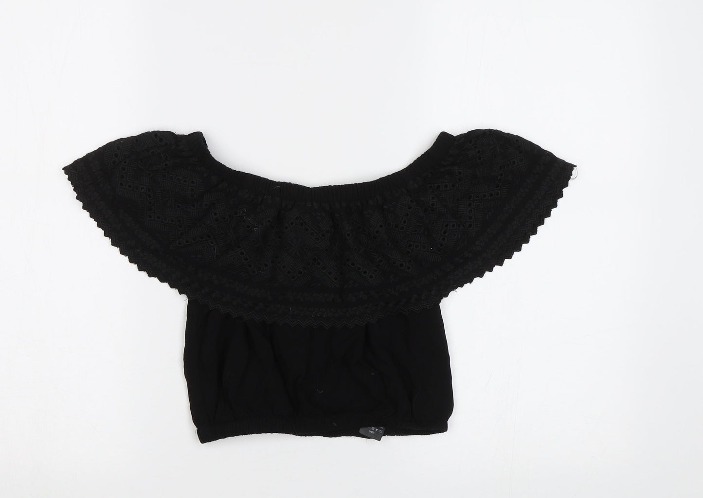Womens UK Size 8 New Look Black Cropped Blouse