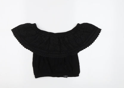Womens UK Size 8 New Look Black Cropped Blouse