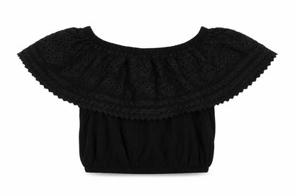 Womens UK Size 8 New Look Black Cropped Blouse