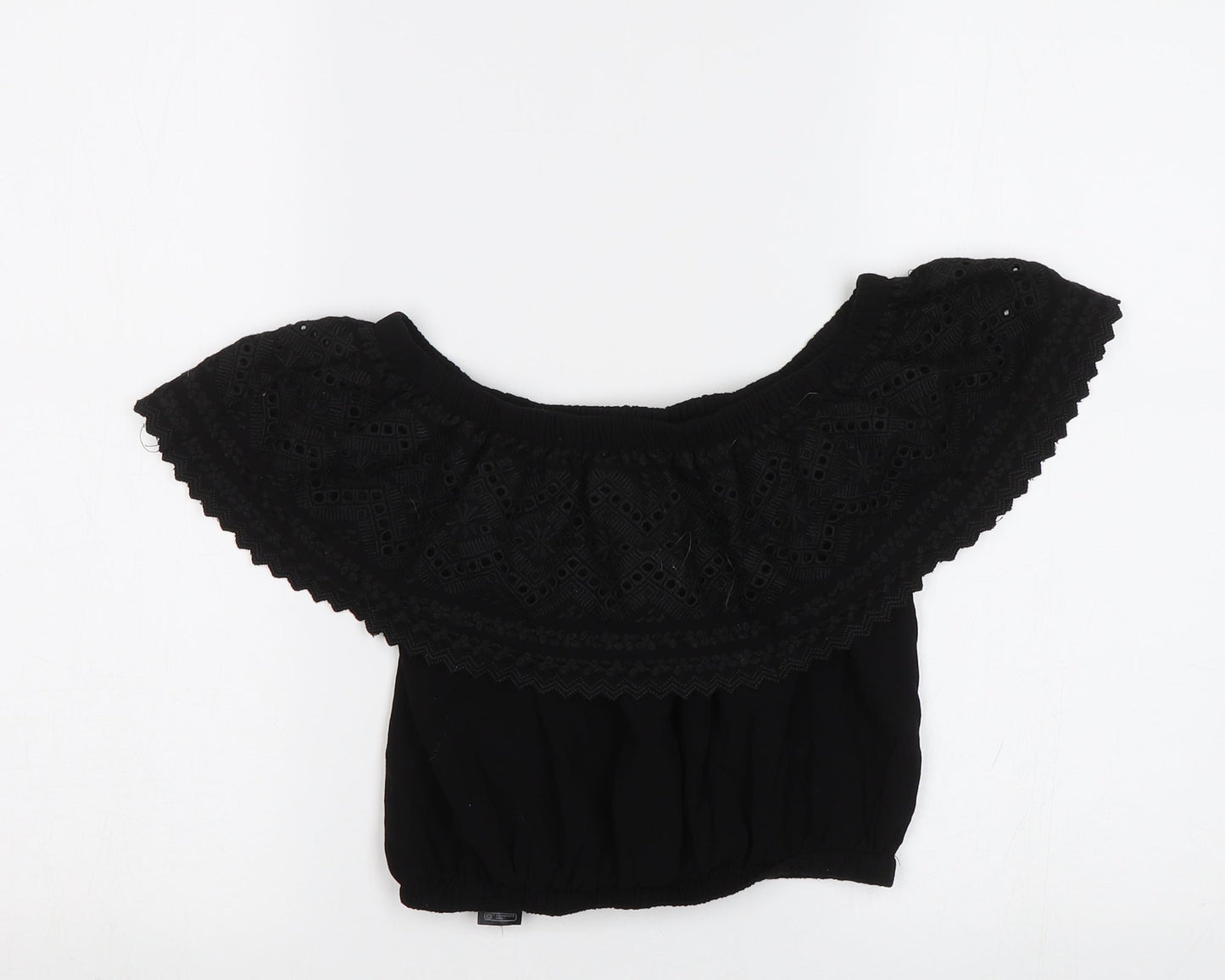 Womens UK Size 8 New Look Black Cropped Blouse