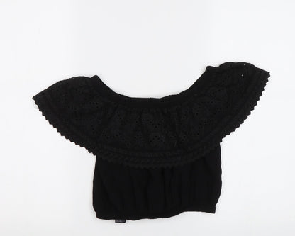 Womens UK Size 8 New Look Black Cropped Blouse