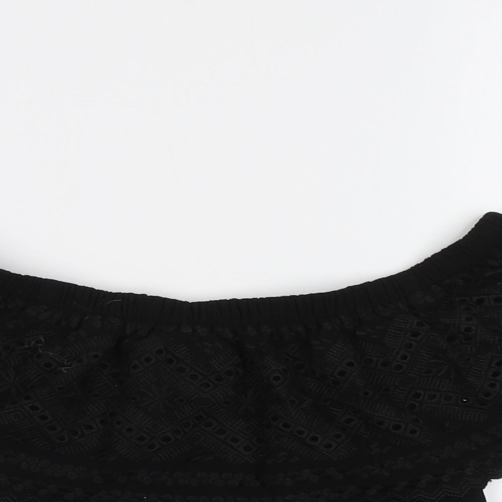 Womens UK Size 8 New Look Black Cropped Blouse