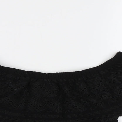 Womens UK Size 8 New Look Black Cropped Blouse