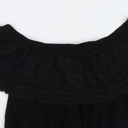 Womens UK Size 8 New Look Black Cropped Blouse