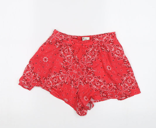 Hollister Womens Red Paisley  Bermuda Shorts Size XS