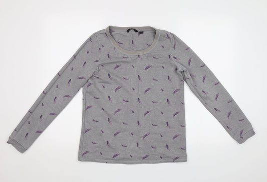 ESMARA Womens Grey   Pullover Hoodie Size 10  - Feather Print
