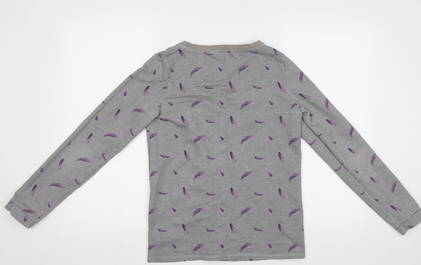 ESMARA Womens Grey   Pullover Hoodie Size 10  - Feather Print