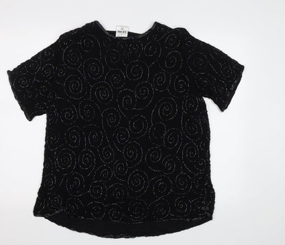Womens UK Size XL Preworn Black Basic Blouse