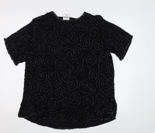 Womens UK Size XL Preworn Black Basic Blouse