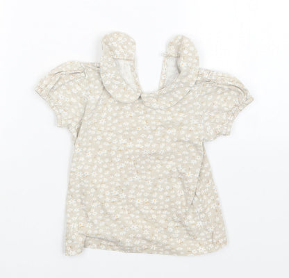 George Girls Beige Floral  T-Shirt Dress  Size 18-24 Months