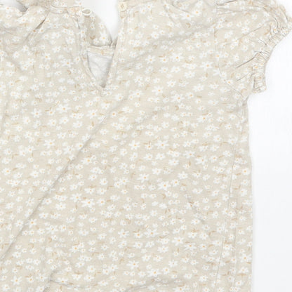 George Girls Beige Floral  T-Shirt Dress  Size 18-24 Months