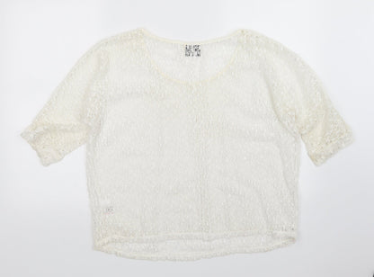 Womens UK Size 14 NEXT White Pullover Jumper