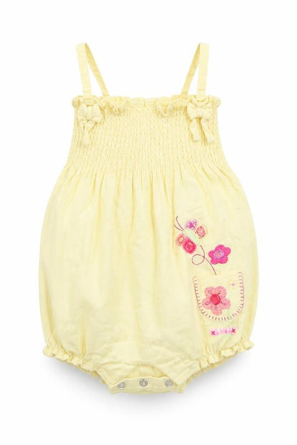mini mode  Girls Yellow Floral  Romper One-Piece Size 3-6 Months