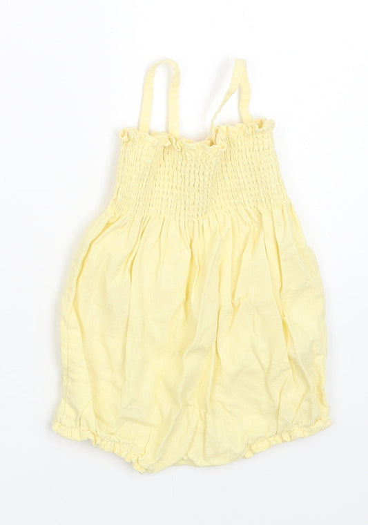 mini mode  Girls Yellow Floral  Romper One-Piece Size 3-6 Months