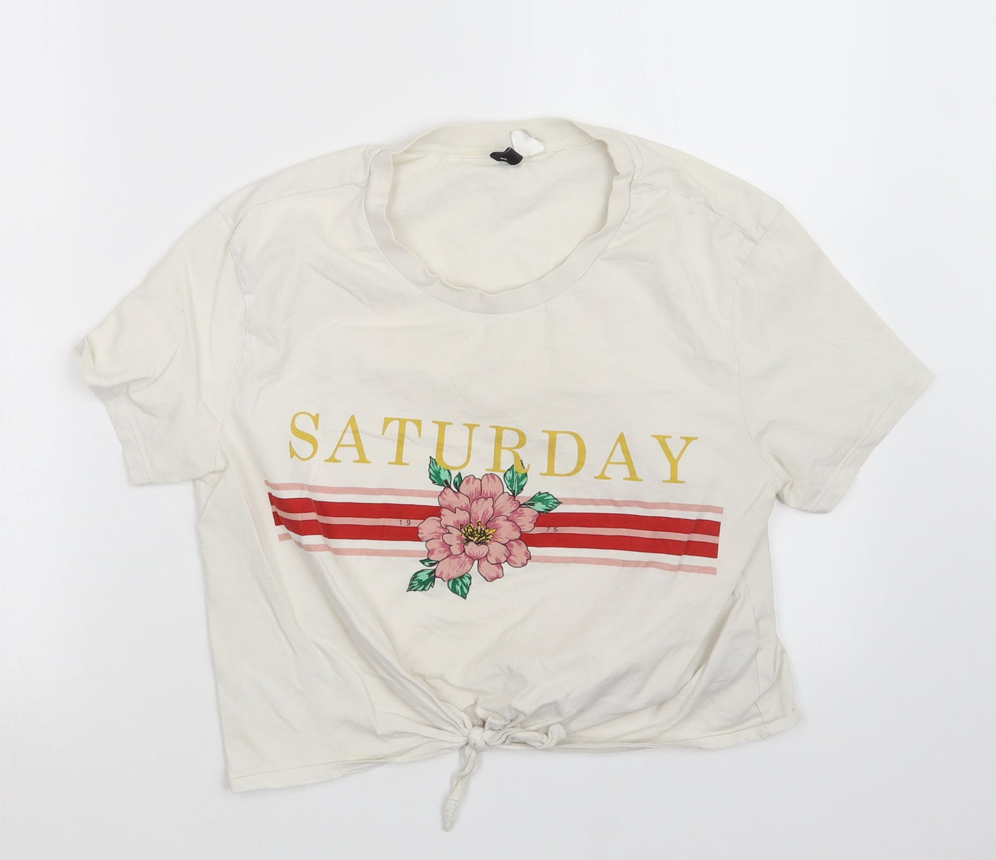 Womens UK Size L H7m White Basic T-Shirt