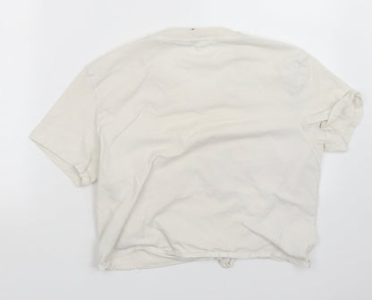Womens UK Size L H7m White Basic T-Shirt