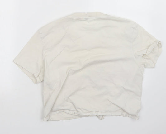 Womens UK Size L H7m White Basic T-Shirt