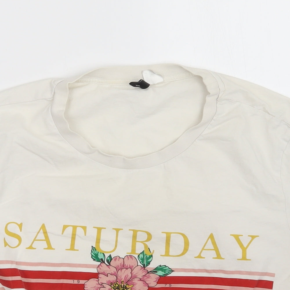 Womens UK Size L H7m White Basic T-Shirt