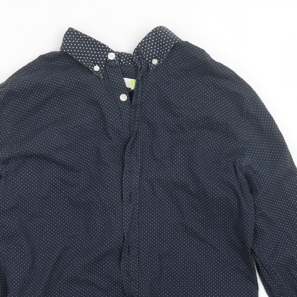 Topman Mens Blue Polka Dot   Button-Up Size S