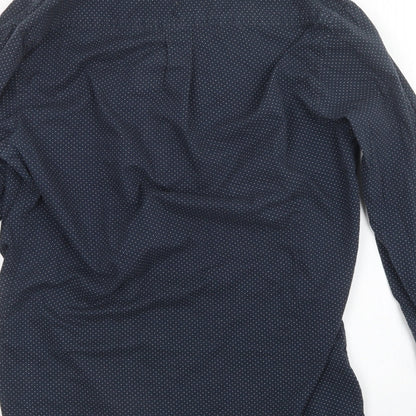 Topman Mens Blue Polka Dot   Button-Up Size S