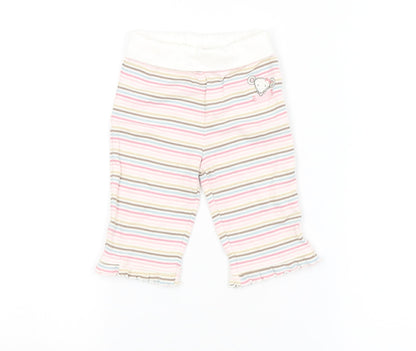 Preworn Girls Multicoloured Striped  Sweatpants Leggings Size 3-6 Months