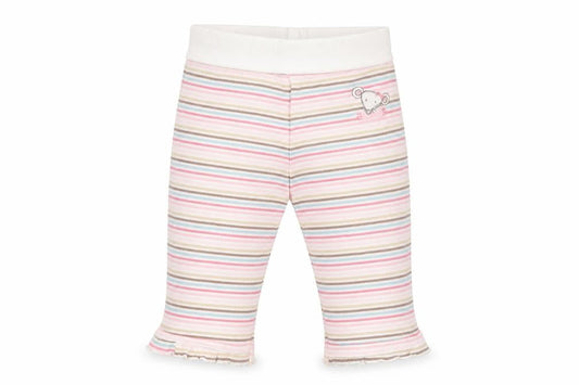 Front view of Preworn girls’ multicoloured striped sweatpants leggings, size 3-6, months