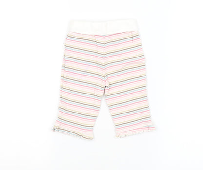 Preworn Girls Multicoloured Striped  Sweatpants Leggings Size 3-6 Months