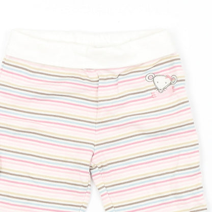 Preworn Girls Multicoloured Striped  Sweatpants Leggings Size 3-6 Months