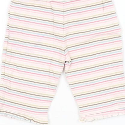 Preworn Girls Multicoloured Striped  Sweatpants Leggings Size 3-6 Months