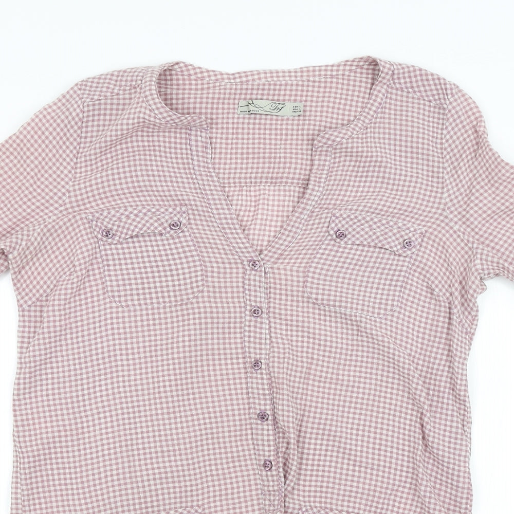 Womens UK Size L Preworn Purple Basic Button-Up