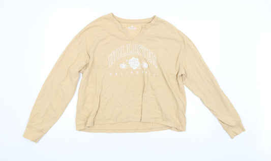 Womens UK Size S Hollister Beige Basic T-Shirt
