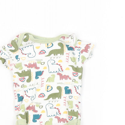 CHICK PEA Baby White Animal Print  Babygrow One-Piece Size 0-3 Months