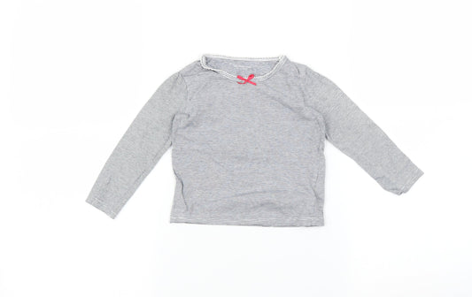 Preworn Girls Grey Striped  Basic T-Shirt Size 3 Years
