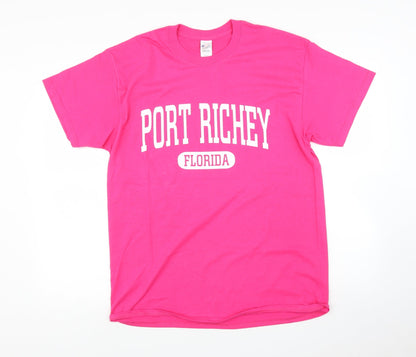 Womens UK Size L Gildan Pink Basic T-Shirt