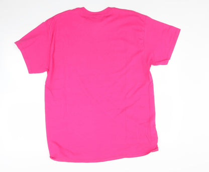 Womens UK Size L Gildan Pink Basic T-Shirt