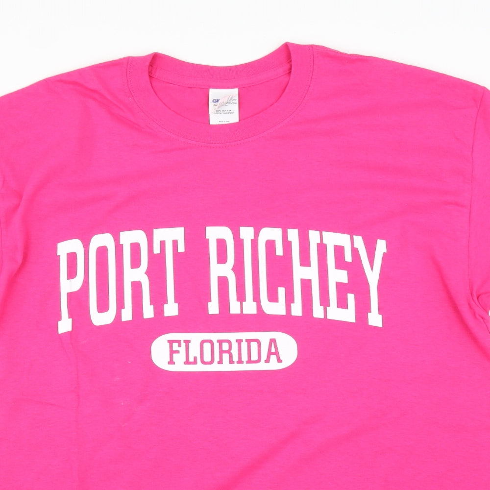 Womens UK Size L Gildan Pink Basic T-Shirt