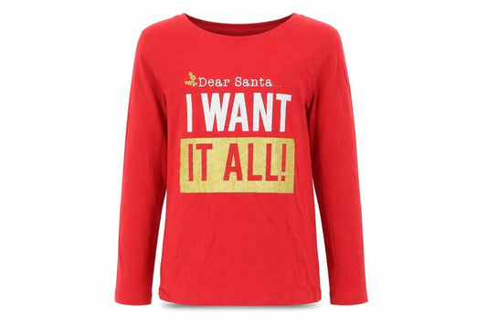 Front view of Next girls’ red basic t-shirt, size 9, years - christmas