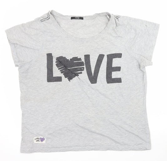 George Womens Grey   Basic T-Shirt Size L  - Love Heart