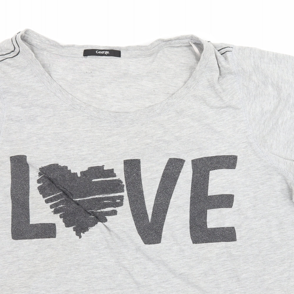 George Womens Grey   Basic T-Shirt Size L  - Love Heart
