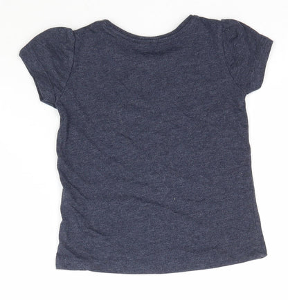 Primark Girls Blue   Basic T-Shirt Size 2-3 Years  - Butterfly