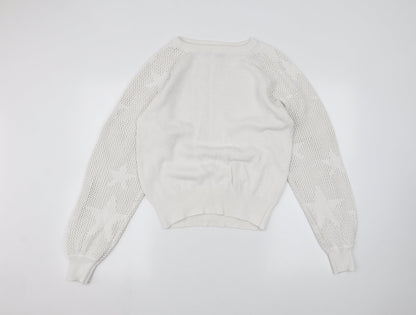 Womens UK Size S Marks and Spencer White Pullover Jumper