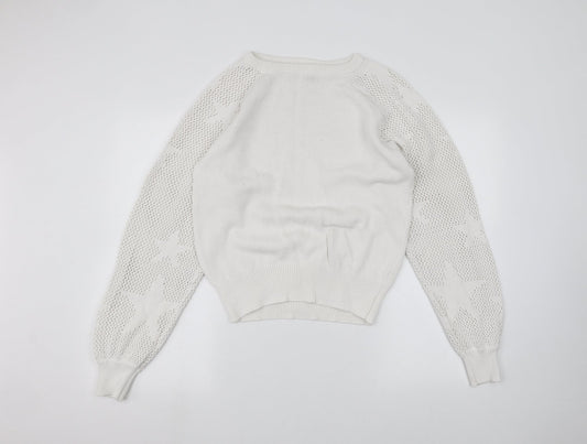 Womens UK Size S Marks and Spencer White Pullover Jumper