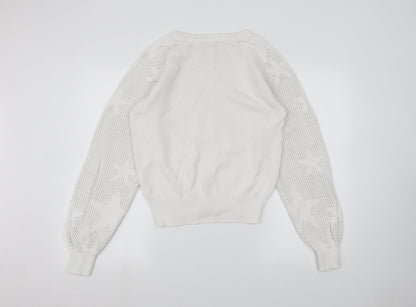 Womens UK Size S Marks and Spencer White Pullover Jumper