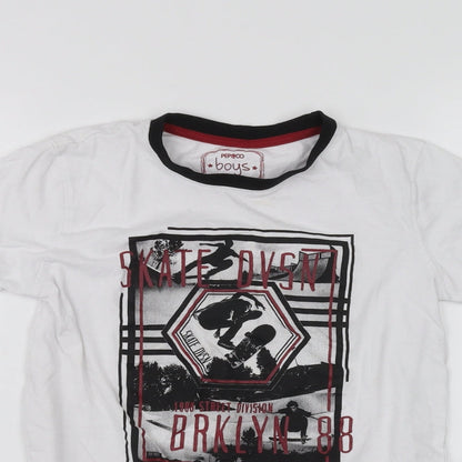 PEP&CO Boys White   Basic T-Shirt Size 9-10 Years
