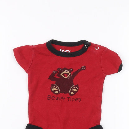 Lazy One Baby Red   Babygrow One-Piece Size 6-9 Months