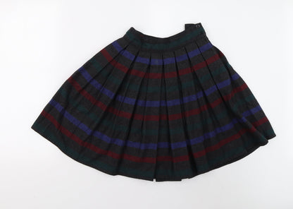 Perry Ellis Girls Multicoloured Striped Tweed Pleated Skirt Size 14 Years