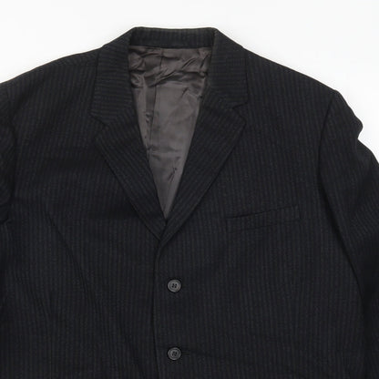Burleigh Mens Blue Striped  Jacket Suit Jacket Size 44