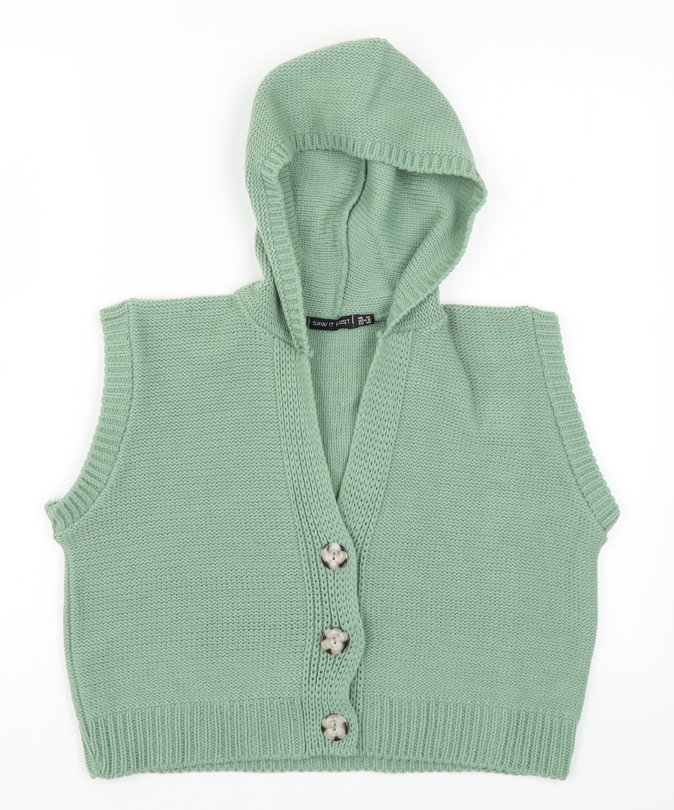 I SAW IT FIRST Womens Green  Knit Cardigan Jumper Size 12