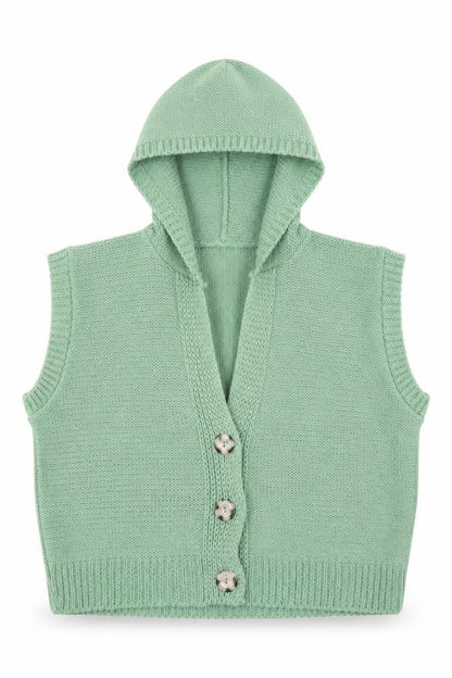 Front view of I SAW IT FIRST women’s green knit cardigan jumper, size UK 12