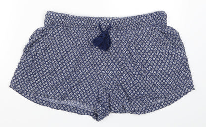 H&M Womens Blue Geometric  Hot Pants Shorts Size M